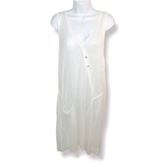 MADO et les autres Swim Cover Up Sweater Dress Asymmetrical Knot Back White 4 - Picture 3 of 11